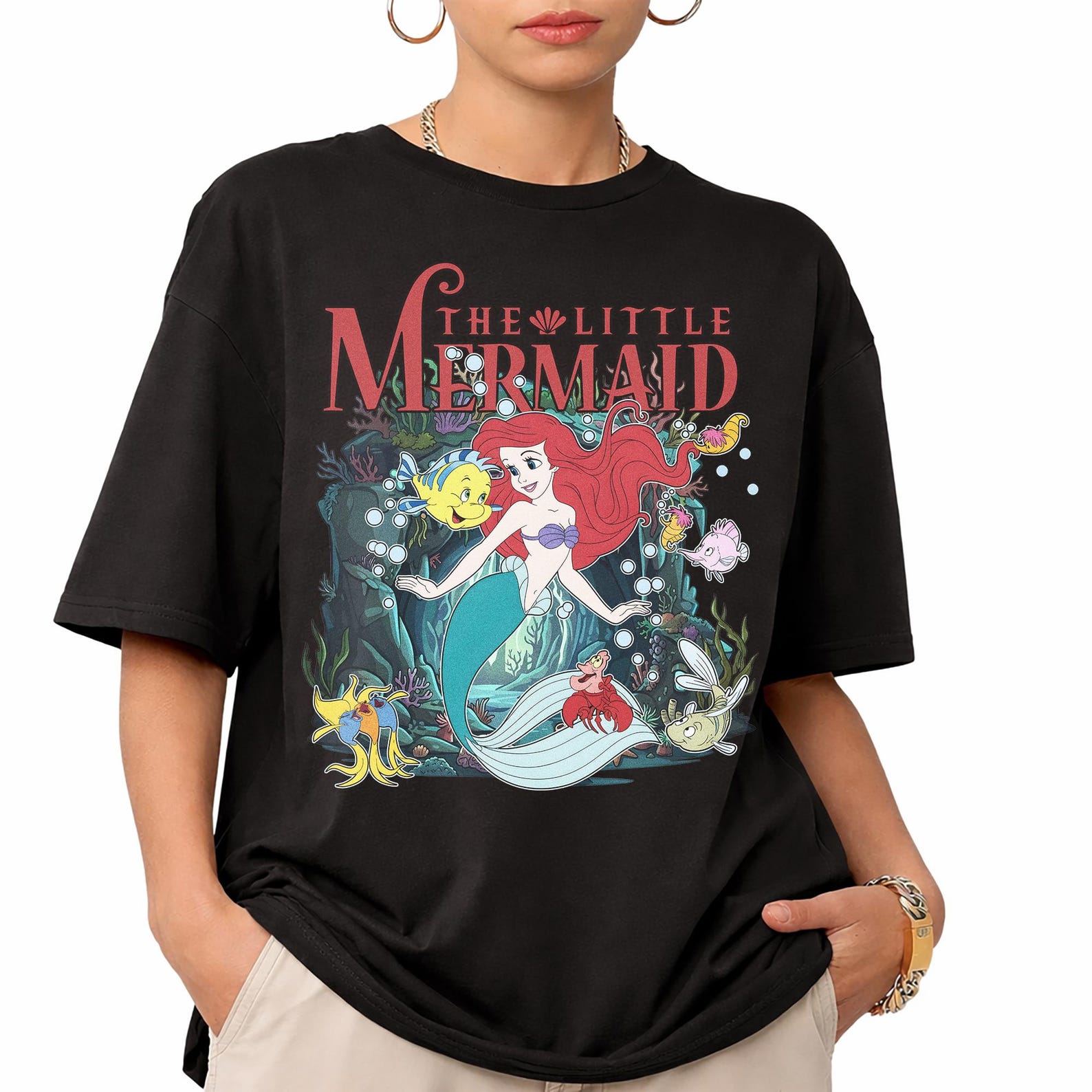 Little Mermaid Ariel Retro Under The Sea Shirt, Vintage Princess Top, Disneyland Gift 4XL