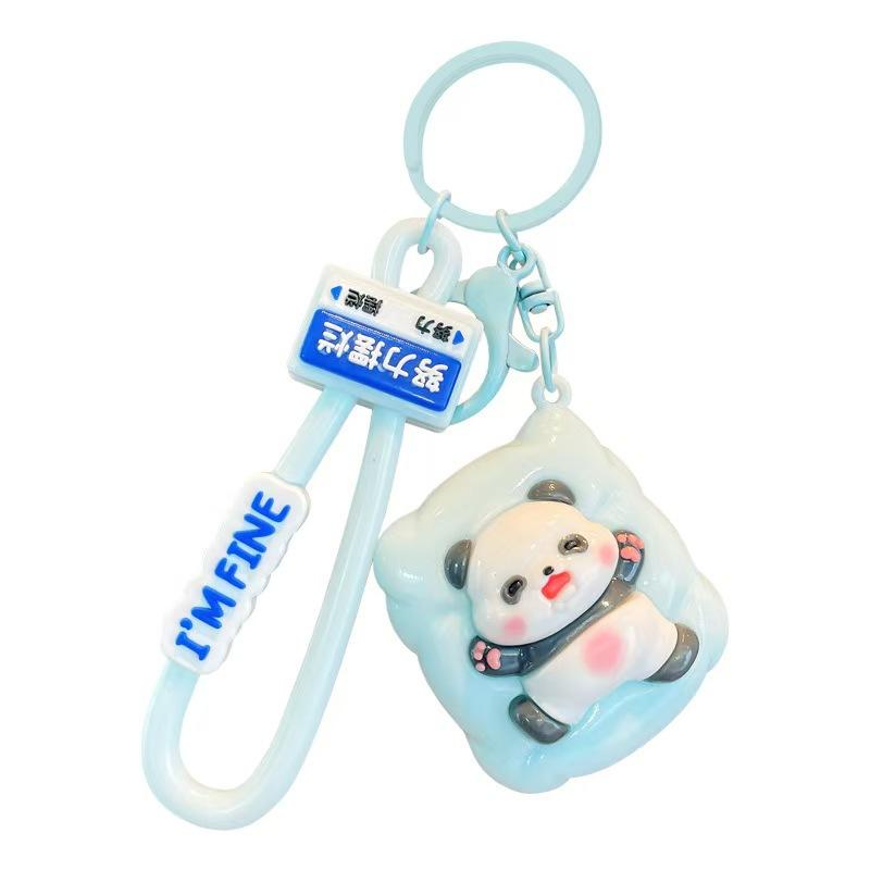 Cute Creative Sleeping Panda Piggy Keychain Bag Pendant Children's Toy Doll Machine Gifts Couple Accessories
