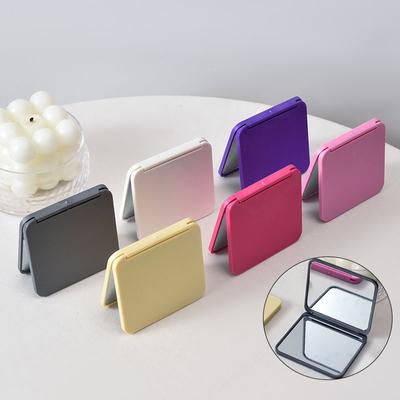 Espejo de maquillaje de 2 caras, cuadrado, portátil, bonito, regalo para niña, mini espejo de mano, espejo de maquillaje de bolsillo de doble cara, compacto, en varios colores