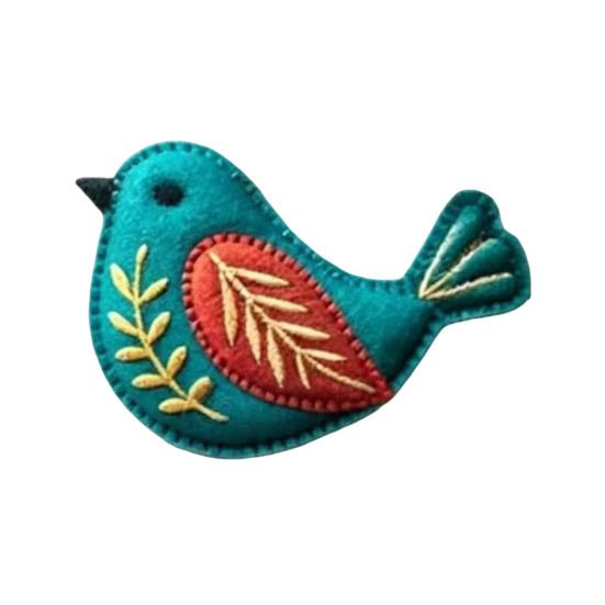 Handgefertigter Filzvogel-Schmuck, Vintage-Stickerei Vogel Hängedekoration, Handgefertigter Bunter Vogel Weihnachtsbaumschmuck