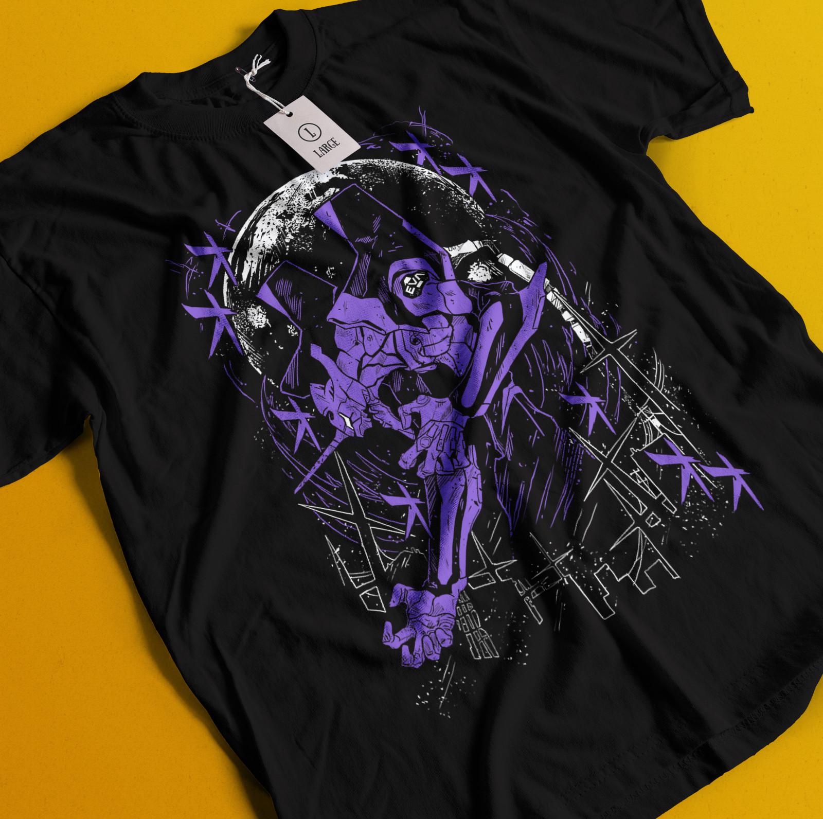 

Neon Genesis Evangelion T-Shirt Mens Womens Tees Top Eva Unit 01 Japanese Black Anime Shirt All Size 2XL