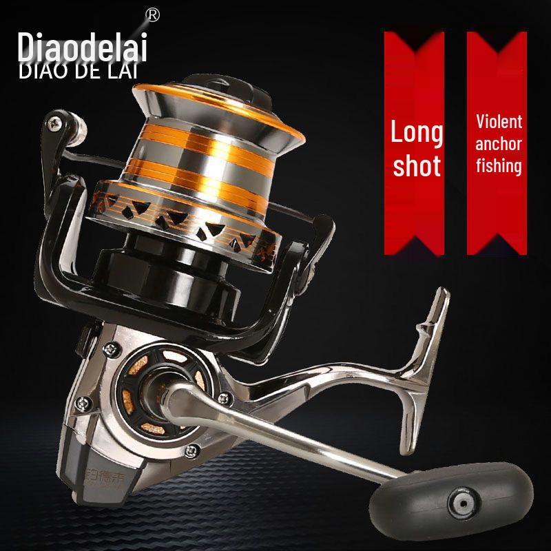 Úhlový naviják s dlouhým náhozem, celokovová cívka, tyč cívky, model 9000-12000