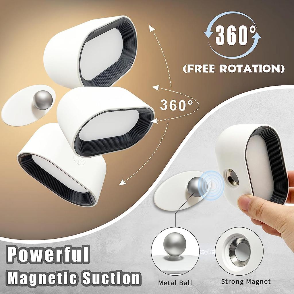 Remote Control Touch Night Light 360 Degree Rotation Bedroom Bedside Lights RGB Color Change Dimmable Lamp