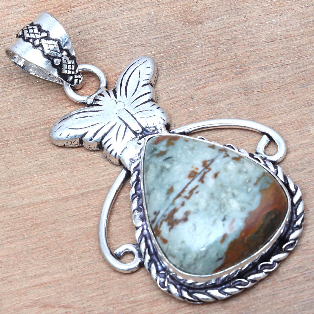 Pendant Amrican Jasper Gemstone Handmade Gift For Her Silver Jewelry 2"