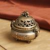 Pure Brass Antique Fortune-Bringing Pixiu Home Decor Double-Eared Three-Legged Cauldron Sandalwood Incense Burner