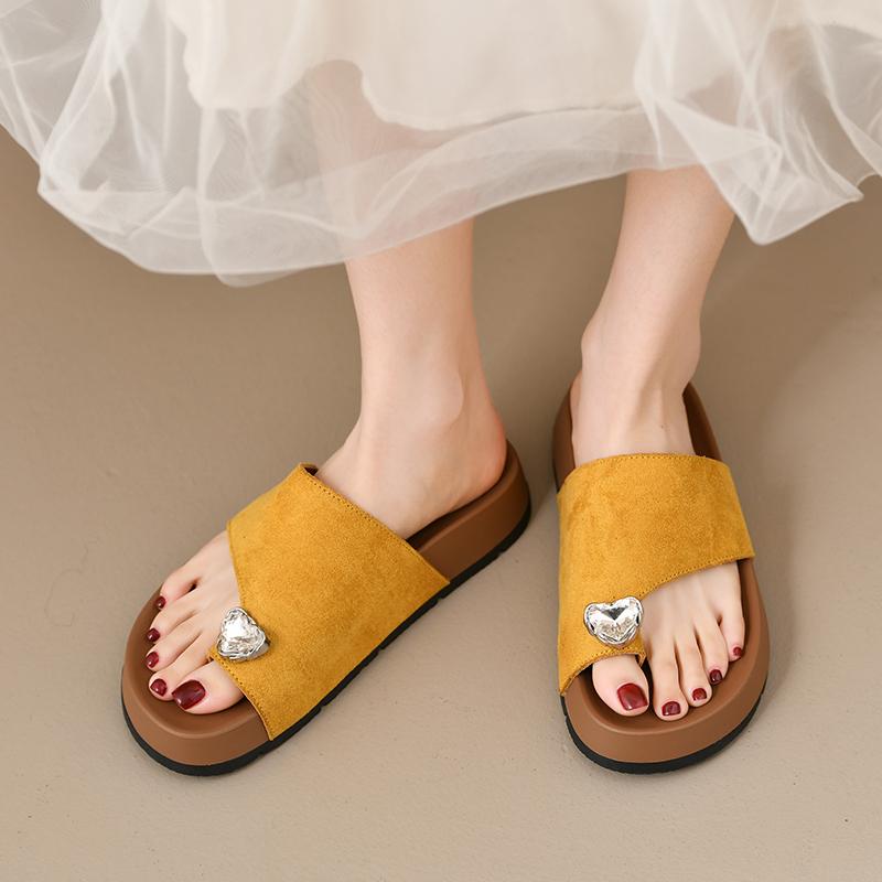 Mode Femmes Ballerines Pantoufles Sandales Cristal Entre-doigt Nouvelles Chaussures de Mode Designer 2025 Été Décontracté Bout Ouvert Tongs Femme Sandales