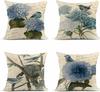 DoubleSided Summer Watercolor Blue Hydrangea Flowers and Birds Cushion Cover Elegant Art Pillowcase Living Room Sofa Home Decor