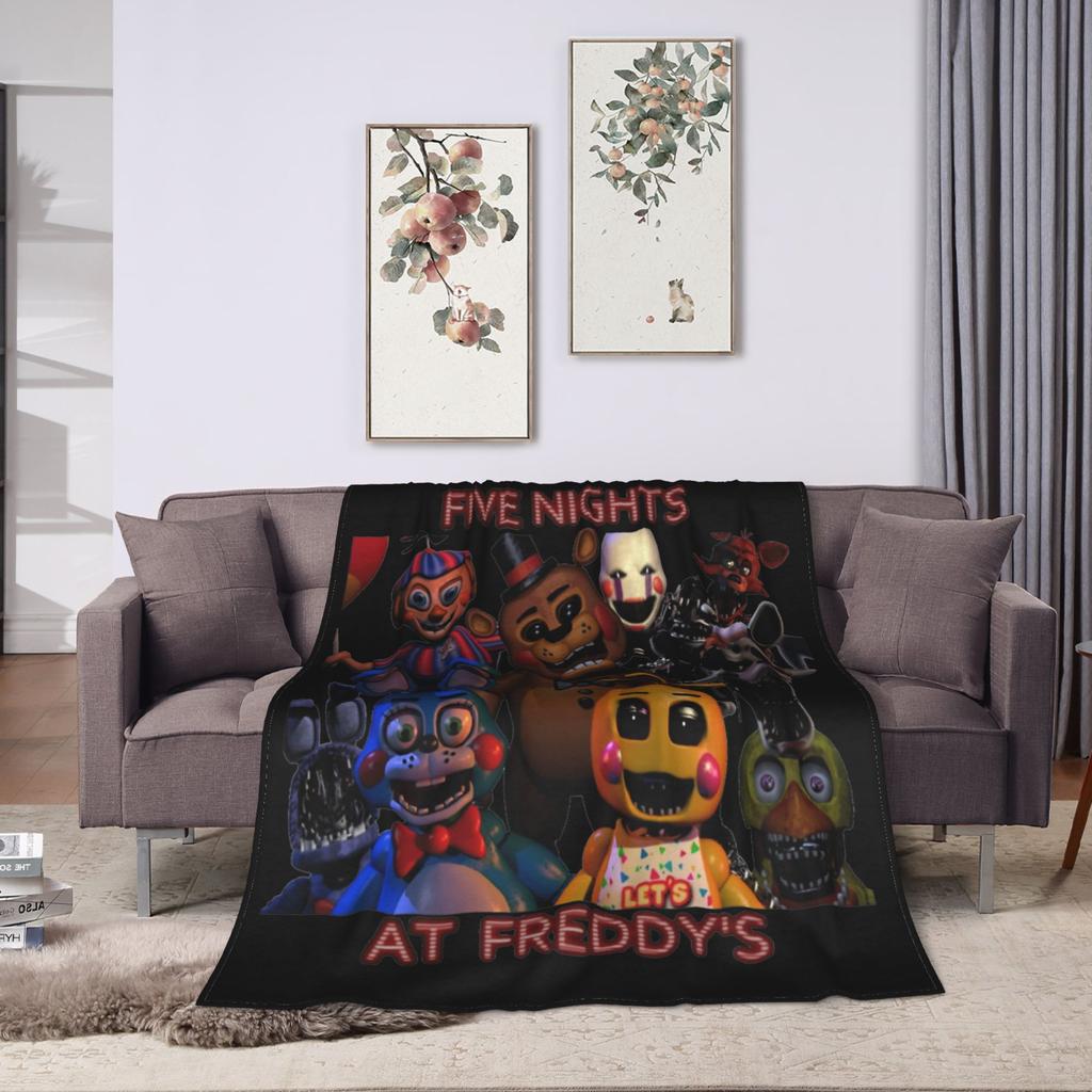 FNAF At Freddys Blanket Fleece Spring Autumn Multi-function Ultra-Soft Throw Blanket for Sofa Travel Bedding Throws