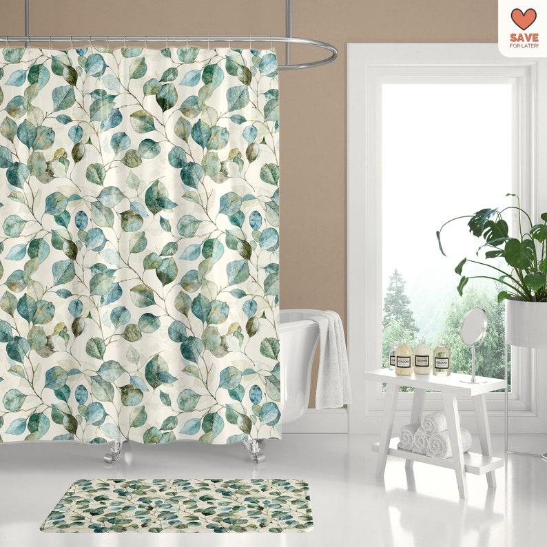 Eucalyptus Shower Curtain, Refreshing Botanical Bath Decor, Perfect Gift for Her, Cottagecore Apartment Accent