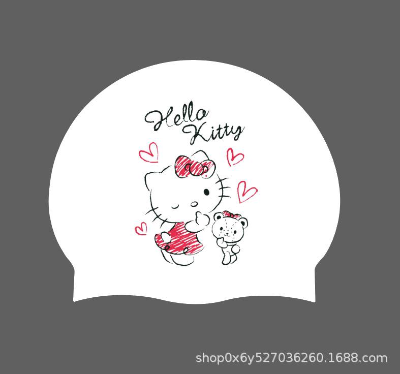 Women's Long Hair Silicone Swim Cap with Racing Pattern for Large Sizes