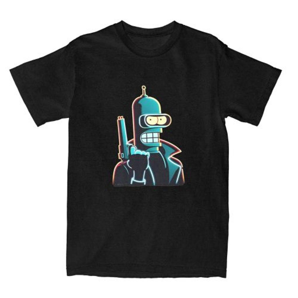 2025 Mode Lässig Bender Futuramas T-Shirt Damen Herren Rundhals Kurzarm T-Shirt Kleidung Baumwolle Männlich Sommer Tops Schwarzes T-Shirt