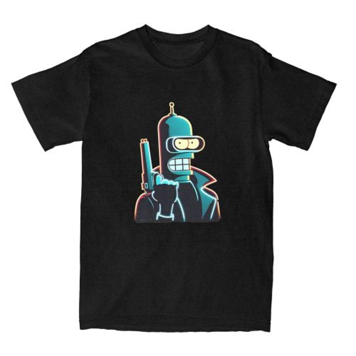 

2025 Модна Повсякденна Bender Futuramas Футболка Жіноча Чоловіча З Круглим Вирізом З Коротким Рукавом Футболка Одяг Бавовна Чоловічий Літній Верх Чорна Футболка L