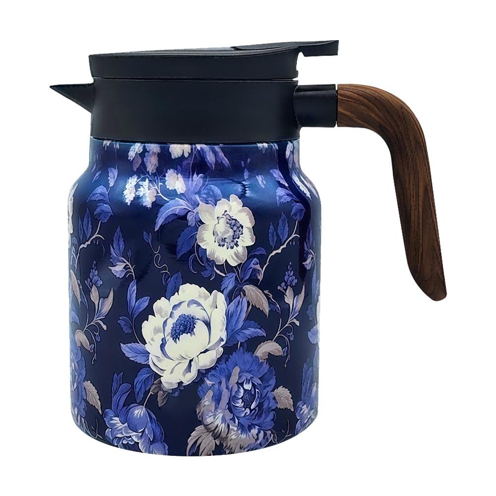 1000ml Vintage Floral Tea Kettle with Lid Mini Hot Coffee Pot Built-in Infuser Tea Separation Water Bottle for Hot Drinks