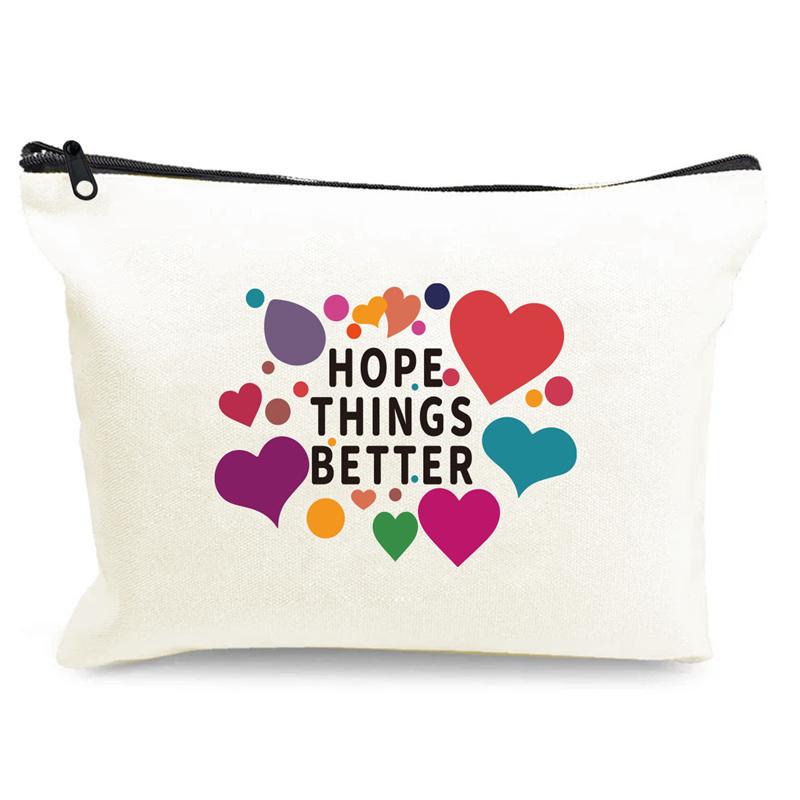 

Косметичка, пенал, ручная сумка, большая вместимость, сумка для хранения из холста, портативная, креативная сумка с принтом в виде сердца, на молнии