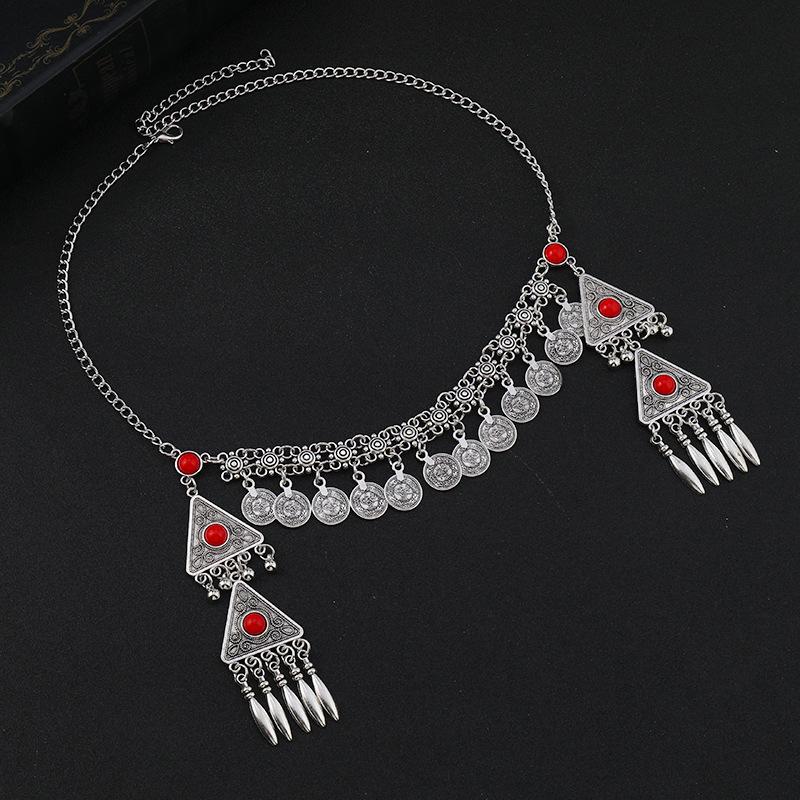 Ethnic Minority Style Exotic Headgear Coins Fringed Forehead Chain Xinjiang Kazakhstan Retro Travel Photography Hair Accessories Women