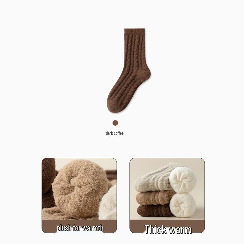 Australian Women's Mid-Calf Velvet Socks: Fleece-Lined, Thick Imitation Cashmere, Cozy Winter Sleepwear.