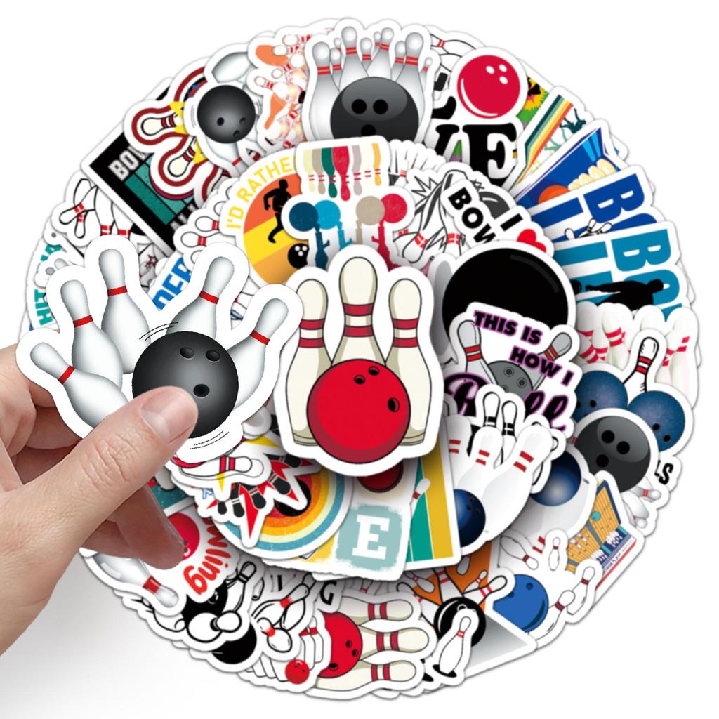 50pcs Waterproof Bowling Cartoon Stickers for Sports, Journaling, Skateboards, Computers, and Phones