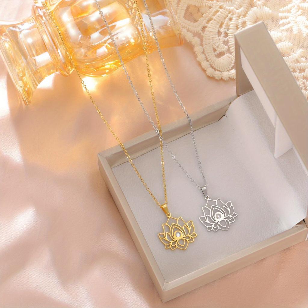 Lotus Pendant Necklace, Feminine Style, Simple Design Versatile Neck Accessory, Elegant Jewelry, Preferred for Daily Wear.