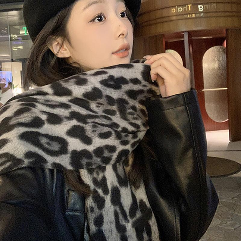 Autumn Winter Retro Leopard Print Tassel Scarf Women'S Fashion All-Match Scarf Shawl