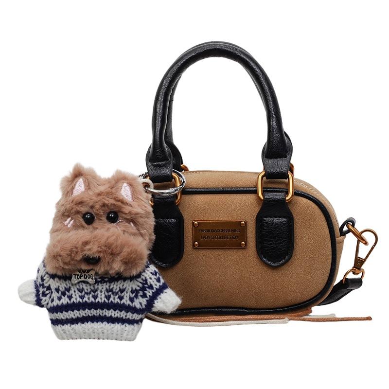 Retro Matte Portable Small Bag Women's Bag 2025 New Winter Commuter Boston Bag Foreign Style Shoulder Messenger Bag