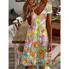 Women  Summer Short Sleeve V-Neck Casual Dress 3D