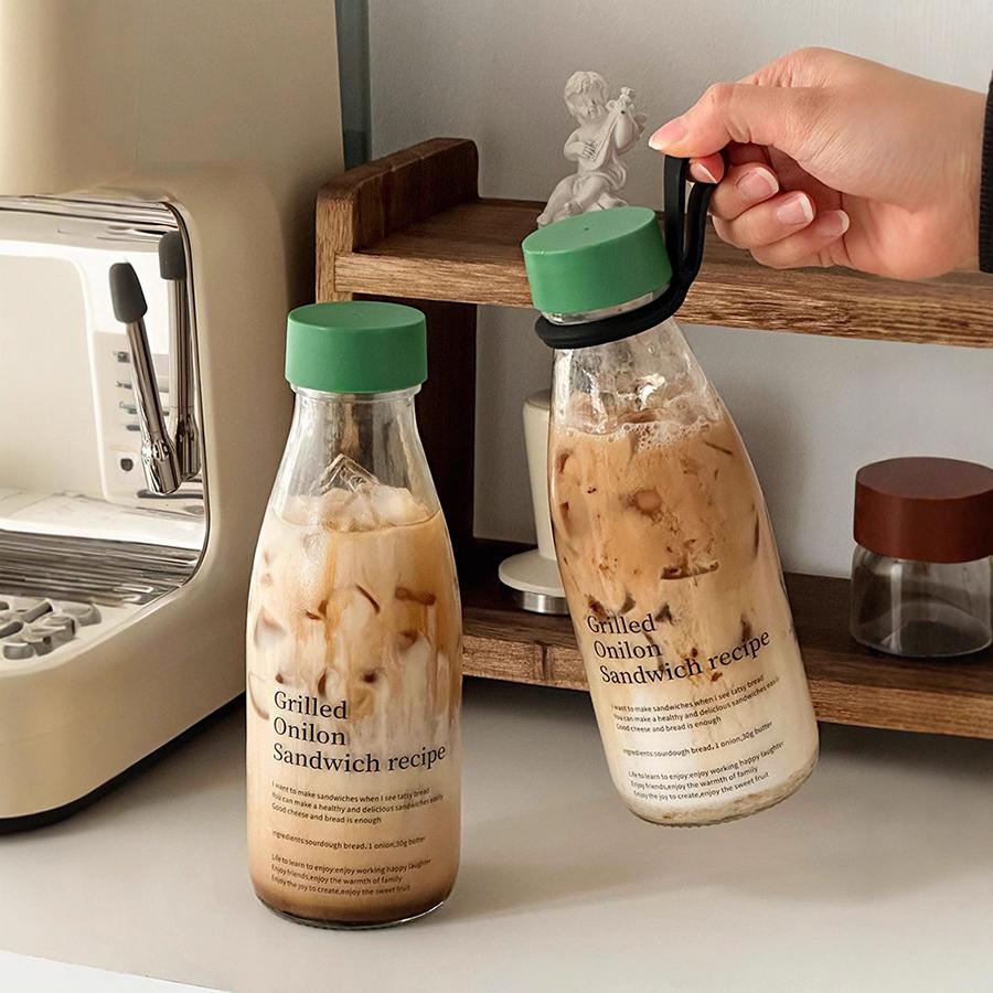 Portable Coffee Cup Glass Coffee Cup Transparent Glass Cups Reusable Milk Cup Latte Coffee Cup Beverage Cup for Milk, Coffee