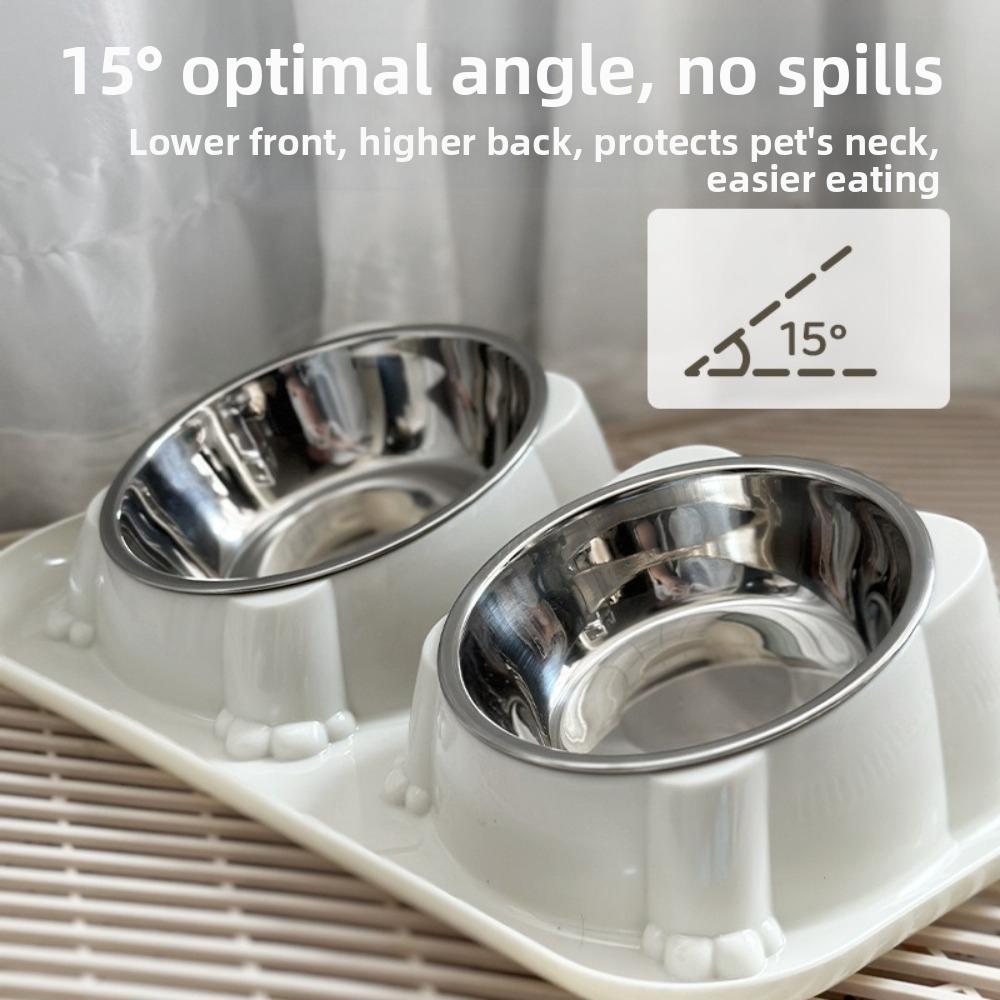 Detachable Stainless Steel Pet Bowl Anti-Overturning Pet Water Dispenser Double Pet Bowl Travel