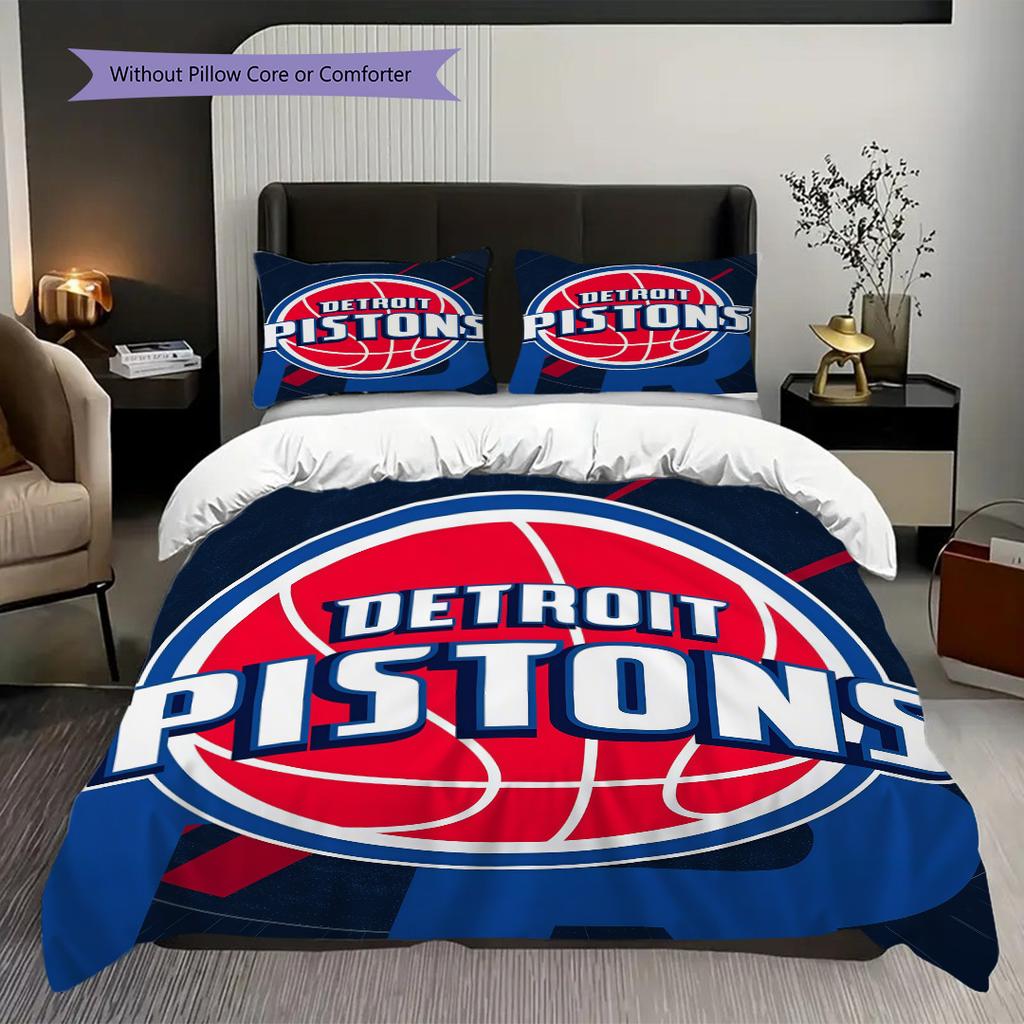 Detroit Pistons Basketball Spirit Three-piece set(1 * duvet cover + 2 * pillowcase, without core) Soft and comfortable Bedding set