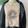 Boho Style Vintage Sun Hands Print Tshirts Women Summer Casual Loose Short Sleeve Tees Hipster Cute Aesthetic Astrology Tops