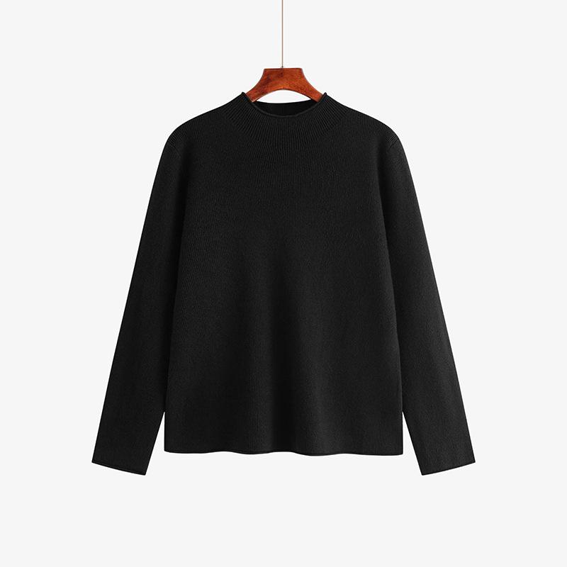 Женская водолазка больших размеров с длинными рукавами и вязаным свитером XL чёрный