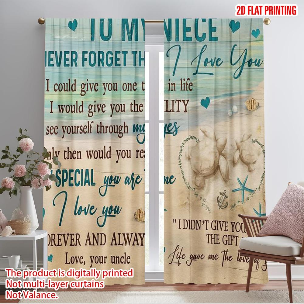 

2pcs,2D plane printing Curtain Fabric To My Niece Polyester (without rod) Room Decor Perfect for Living Room & Kitchen Decor 52.50×116.00 CM 2pcs
