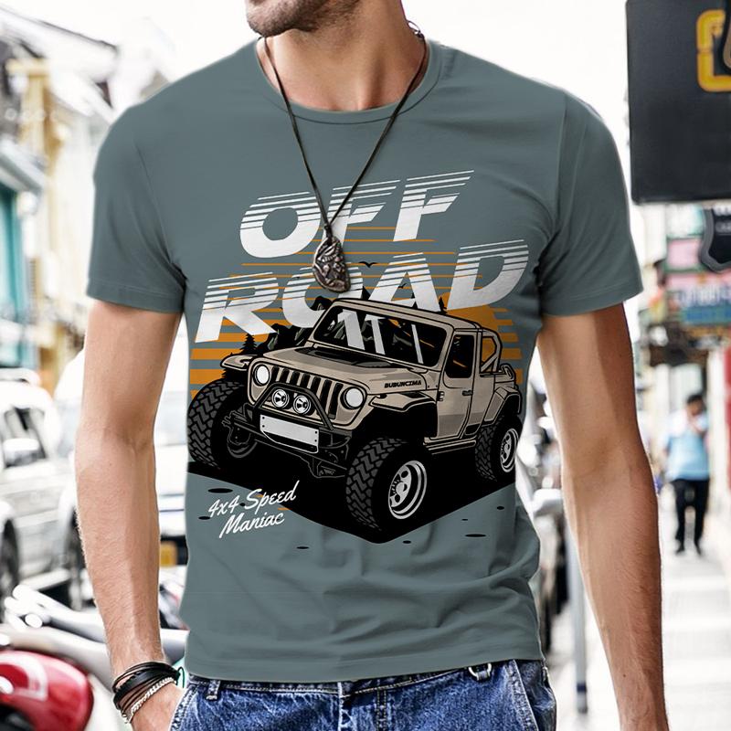 Oufi T Shirt for Men Men's T-shirts Vintage Car Design Hip-hop Tops Tracksuit 3D Printed Short Sleeve Luxury 2022 New Beach Tees