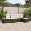 VidaXL 5-Piece Garden Sofa Set with Cushions Brown Poly Rattan 3359357