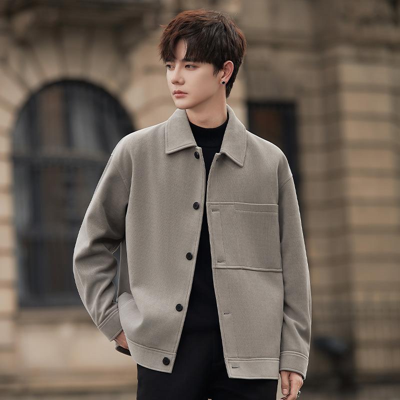 Jacket Jacket Men's New Spring and Autumn Waffle High-end Loose Casual Versatile Top Ruffian Handsome Men