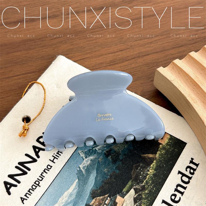 Korean Elegant Acetate Medium Claw Clip for Women - Simple Half-Up Shark Hair Accessory