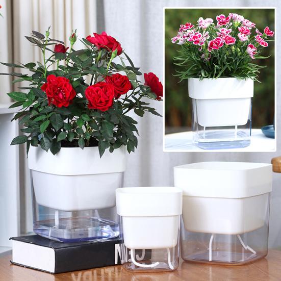 Savaime laistantis gėlių vazonas su medvilnės virvele, matomu vandens lygio langeliu, apatinio laistymo vazonas, automatinio laistymo vazonas