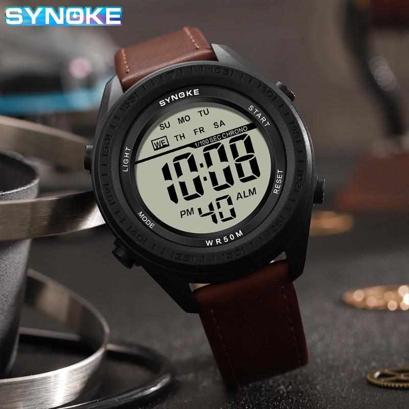 New Top Brand Electronic Watch Belt Retro Casual Men's Multifunctional Sports Watch Waterproof Luminous Wrist Watch