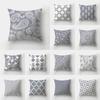 Home Living Room Sofa Bedroom Decorative Pillowcase Grey Geometric Stripe Print Pattern Cushion Cover