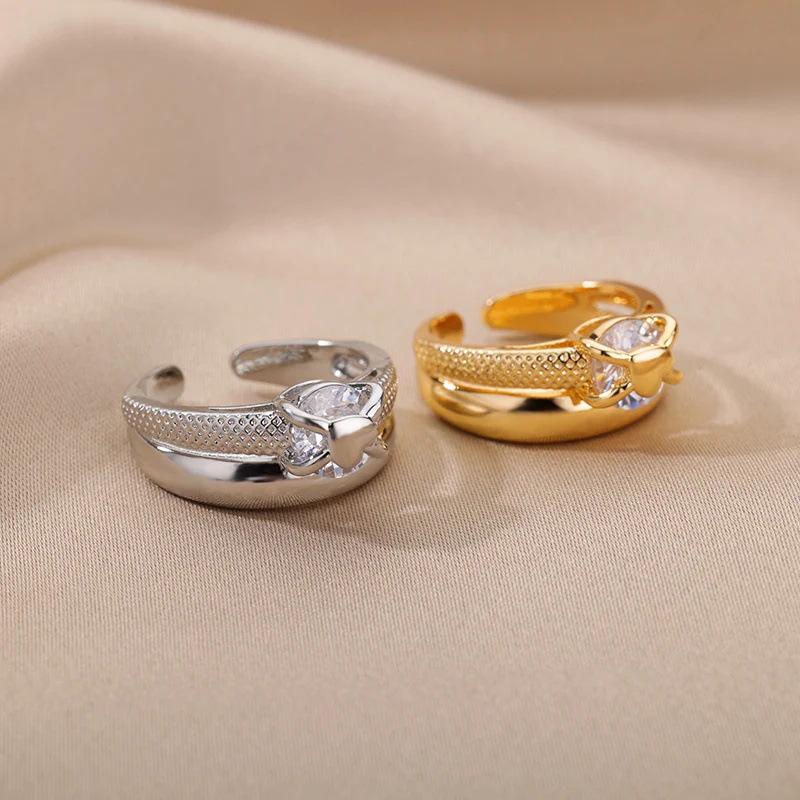 European & American Serpentine Curve Geometric Open Ring - Non-fading Fashion Design