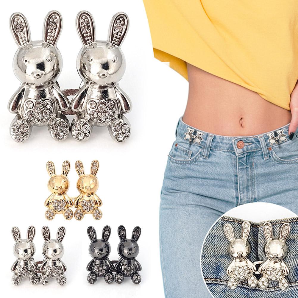 1pcs Nail-free Jeans Rabbit Waist Removable Invisible Button Tightening Waistband Snap Adjustab M6S2