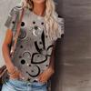 Women Summer T Shirt Colorful Little Bear Print Short Sleeve Tees Casual Printed Tops