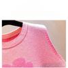 Round Neck Knitted Vest Embroidered Flowers Splicing Color Design Women's Knitted Pullover Sweater Loose Casual Top Autumn