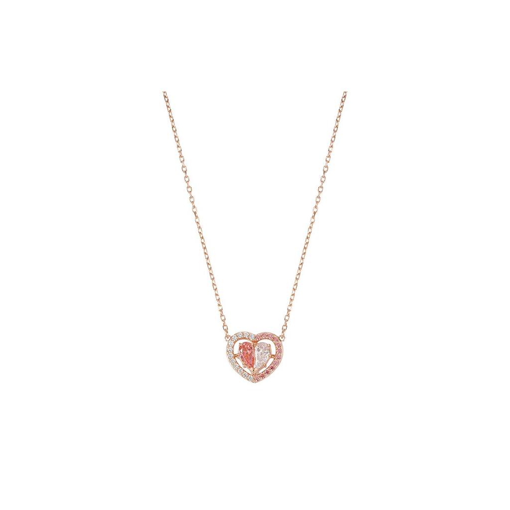 Swarovski Gema Symmetrical Heart Cubic Zirconia Necklace Women Necklace Pink 5653007