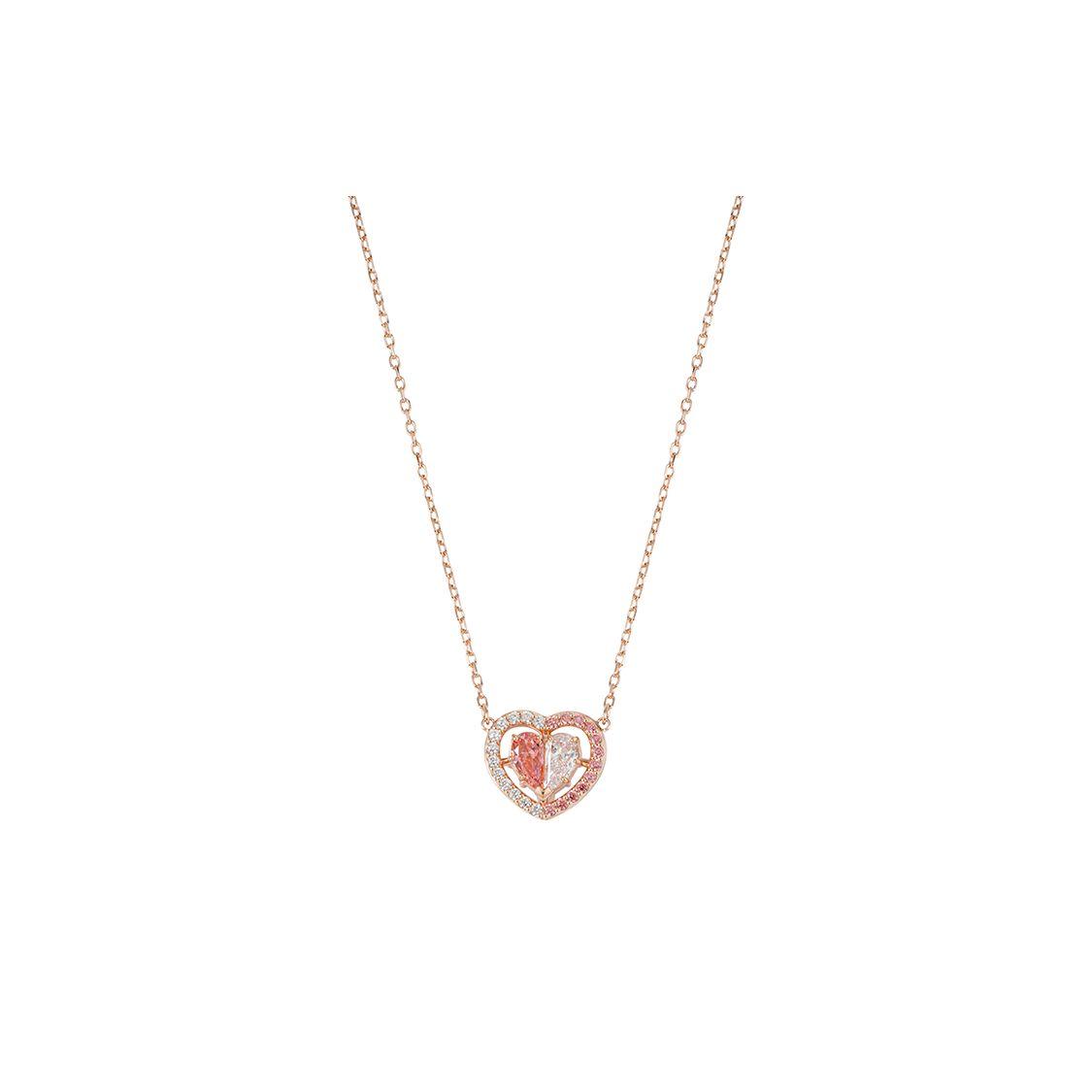 

Swarovski Gema Symmetrical Heart Cubic Zirconia Necklace Women necklace Pink 5653007 Box (Random Color)