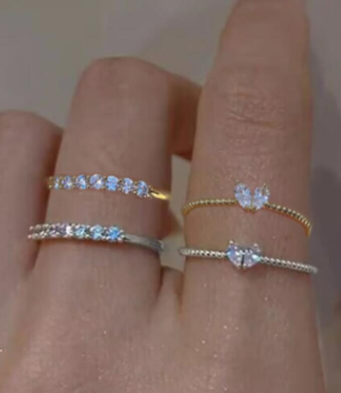 

Кольцо в форме сердца из циркония 17KM, легкое роскошное кольцо, кольцо в форме персикового сердца Ins Style, инкрустированное в форме сердца