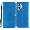 For iPhone 17 Wallet Case Glitter Anti-Scratch Leather Stand Phone Cover with Strap