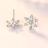 S925 Sterling Silver Snowflake Flower Stud Earrings with Inlaid Diamonds, Sweet and Romantic Christmas Accessory for Women