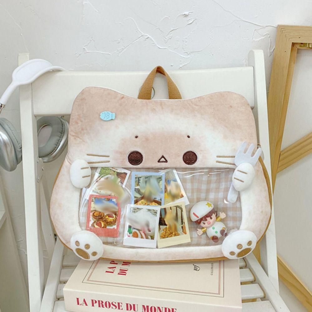 Zipper Bag Kawaii Biscuit Cat Itabag Idol Merchandise Storage Cotton Doll Bag Transparent Pocket Badge Storage Bag Wallet