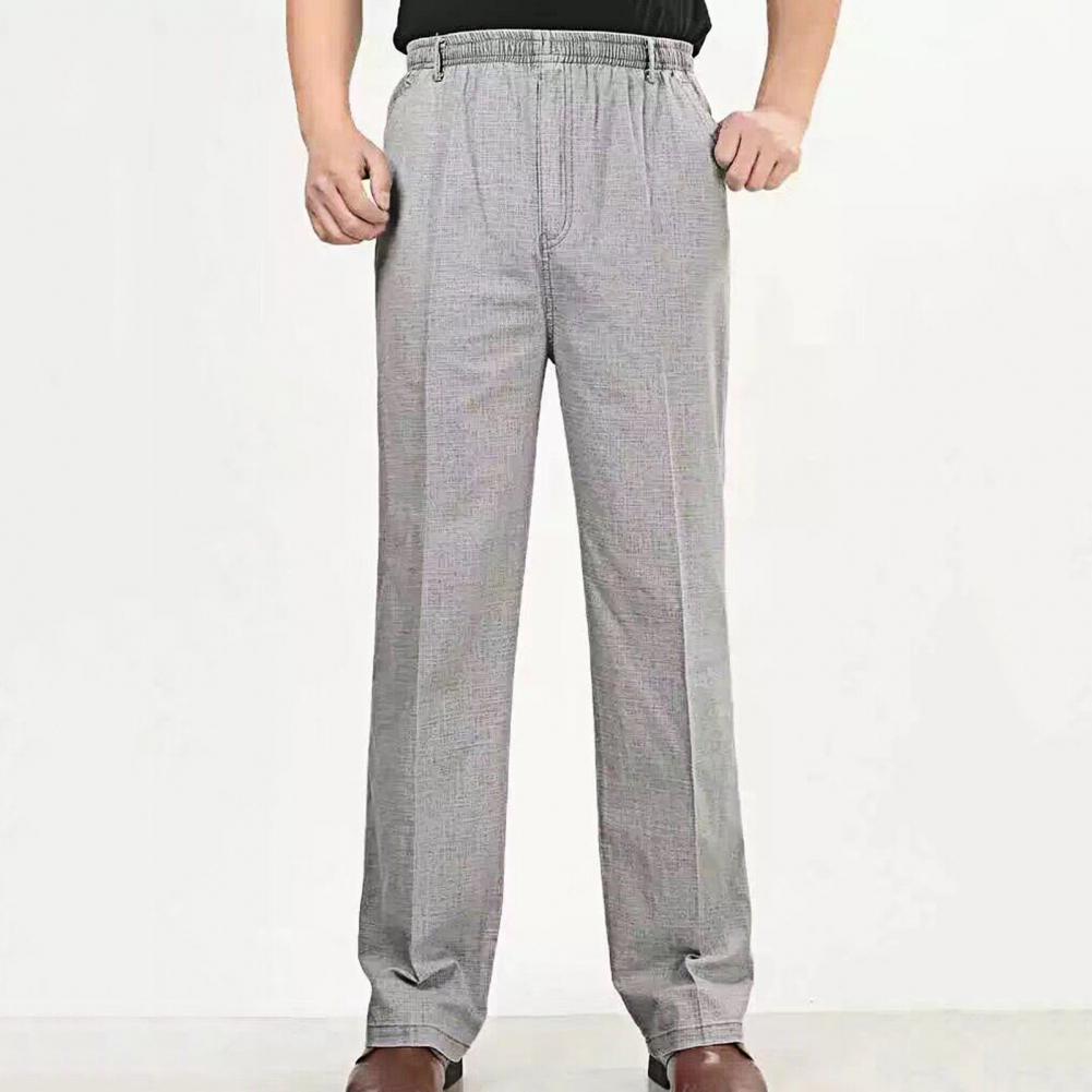 Klassische Herrenhose mit hoher Taille und tiefem Schritt, schnelltrocknende Herrenhose, elastischer Bund, gerade, dünne Hose für den täglichen Gebrauch