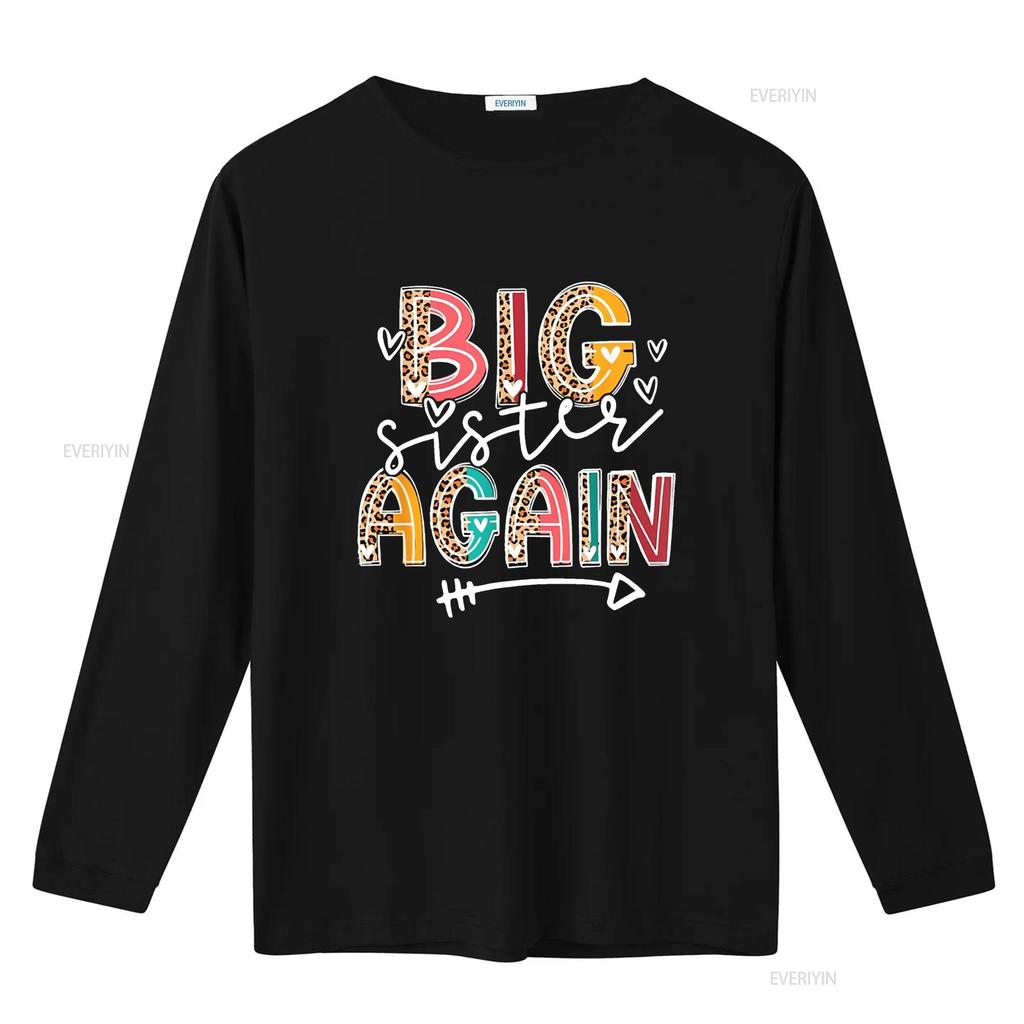 Big Sister Again Leopard Soon To Be Sis Announcement Girls T Shirt Black Medium vintage Washed Stylish graphic streetwear